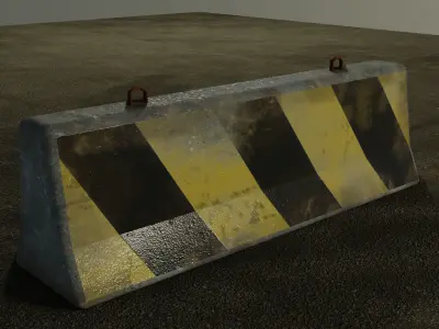 Road Barriers Set Low-poly 3D model