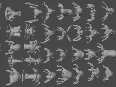 Sci-Fi Monsters Bugs Dogs 3D model
