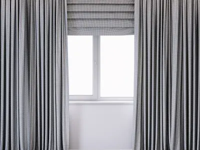 Curtains with Roman curtain  V-ray and Corona 3D model