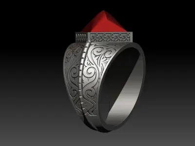 MAN RING WITH GEM 3D print model