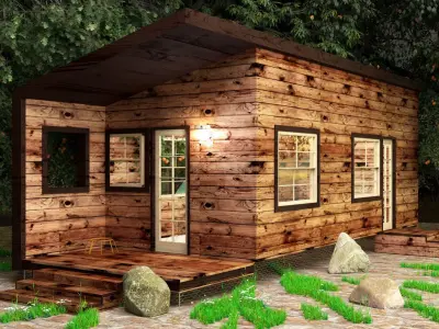 3d House Model tiny in woods 3D model