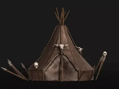 Fantasy Tribal War Tent Orc Camp Lodge Low-poly 3D model