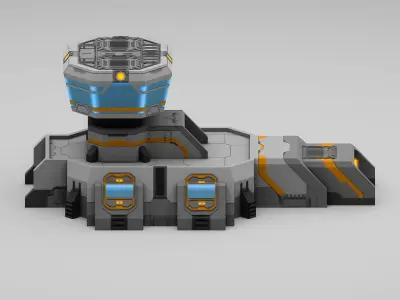 Sci-Fi Military Building - Gate Control Low-poly 3D model