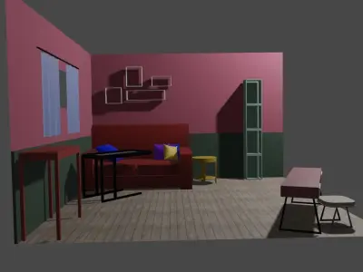 Isometric Room and Furniture Pack 17 Model Low-poly 3D model