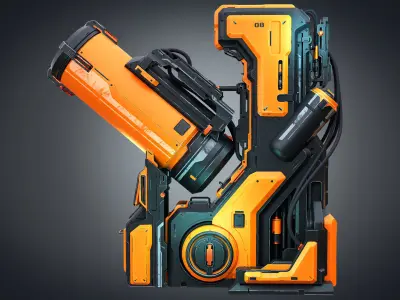 Sci-Fi elements Low-poly 3D model