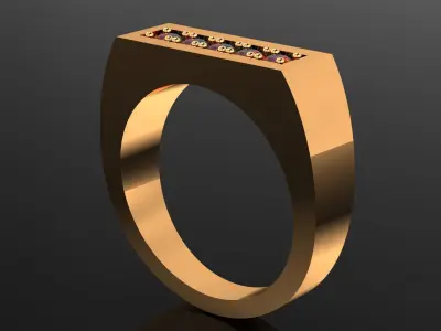 gents diamond fashion ring  3D print model