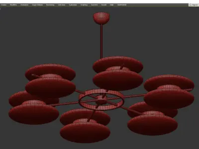 Italian Minimalist Contemporary White Murano Glass and Brass  Low-poly 3D model