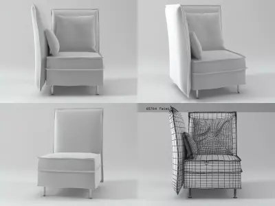 Nanni chair with back and armrest 3D model