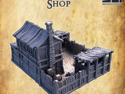 Slum Butcher Shop Tabletop Terrain 28 mm  3D print model