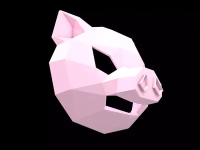 Lowpoly Pig Mask V1 001 Low-poly 3D model