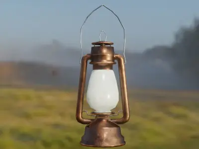 Lantern Game-ready PBR lowpoly old copper Low-poly 3D model