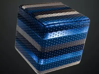 Blue Painted Perforated Corrugated Metal PBR Seamless Texture