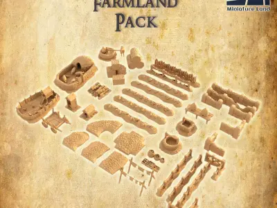 Modular Farmland Pack Tabletop Terrain 28 MM 3D print model