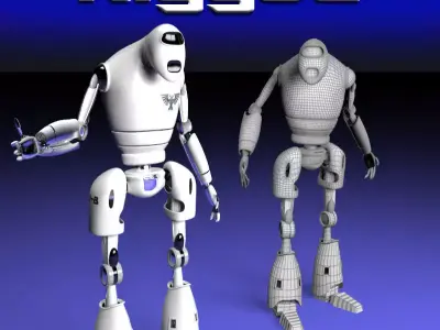 Rigged guard robot Low-poly 3D model