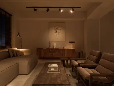 UE4 NIGHT Realism Vintage Style Living Room NIGHT Scene in UE4 3D model