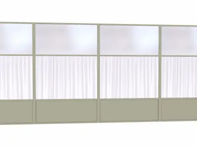 Glass Wall with Curtains Low-poly 3D model