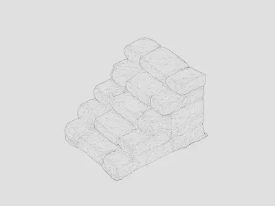Stone staircase Low-poly 3D model