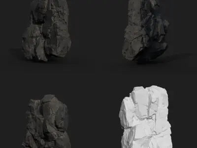 High poly Black Modular Rock 230702 3D model