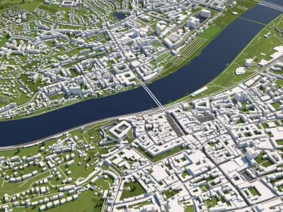 Linz Austria 50x50km 3D model
