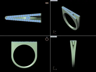 alphabet jewelry ring diamond letter A 3D print model