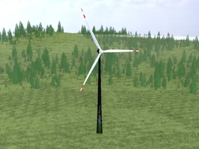 Wind turbine E82 H-162 RD 162 m with animation Low-poly 3D model