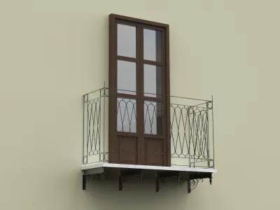 Door window and Italian balcony  3D model