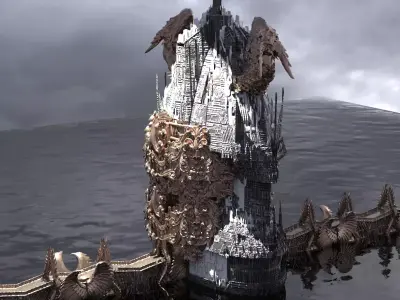 Ocean Cyberpunk Atlantis Dragon Ocean Master Tower 3D model