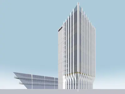 Modern Commercial Glass Building 3D Model Low-poly 3D model