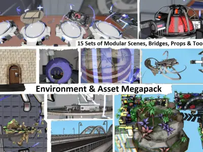 Environment and Asset Megapack of 15 Sets Low-poly 3D model