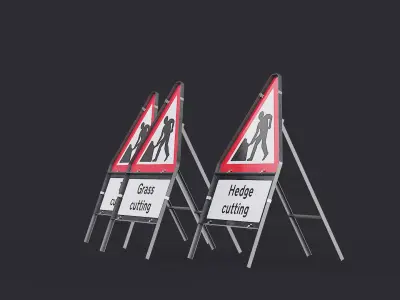 Triangular Road Cutting Works Signs 01 3D Model Pack