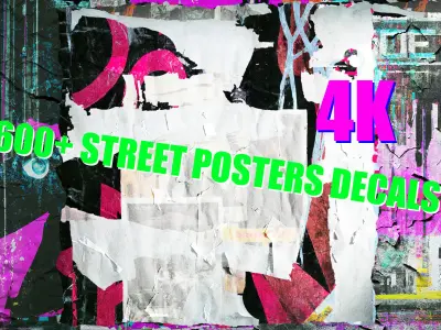 600 plus  Street Posters Decals 3D model