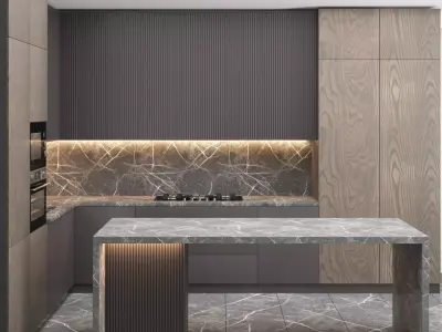 Modern kitchen with Island 3D model