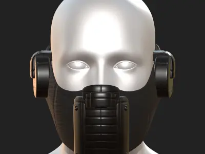Helmet scifi fantasy futuristic gas mask  Low-poly 3D model