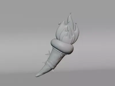 Cartoon Olympic torch with burning fire Low-poly 3D model