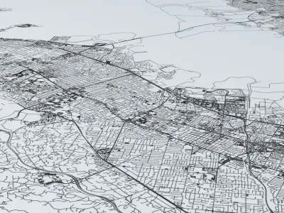 San Francisco Area Road Network and Streets 3D model