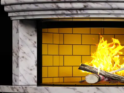 marble fireplace contemporary 3D model