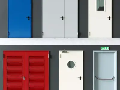 Fire Doors Rigged 3D model