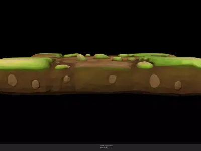 Stylized Mossy Stone Floor Game Ready - AI Low-poly 3D model