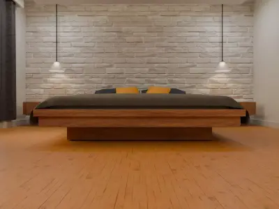 Modern Minimalist Bedroom Low-poly 3D model