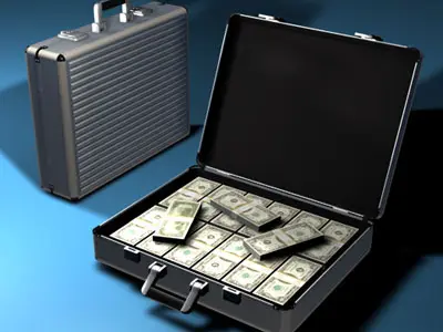 Suitcase with Dollars 3D model