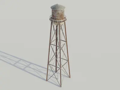 Water Tower - Low poly PBR Low-poly 3D model