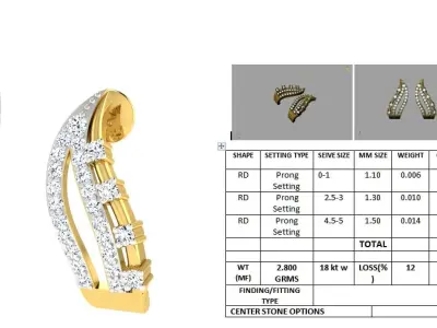 Daimond Earrings 3DM STL OBJ FBX Render Details 3D print model purchase