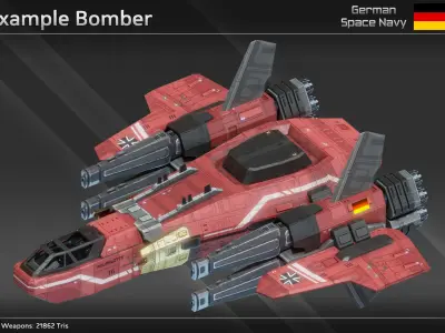 GSN Spaceship Modular Fighter Kit Low-poly 3D model