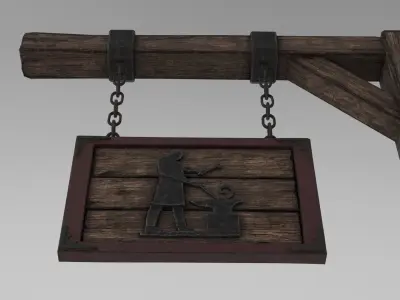 Medieval Blacksmith Sign Low-poly 3D model