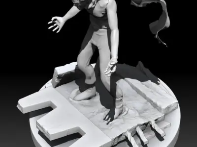 Tetsuo statue with cape 3D model