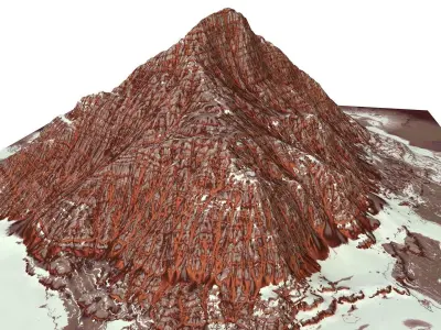 Red Snow ICE Mountain Canyon Desert Low Poly Terrain Rock 1 Low-poly 3D model