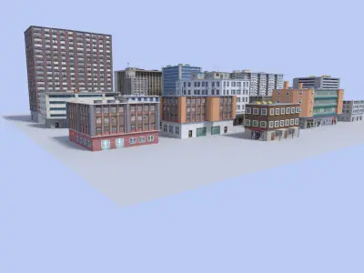 20 city building collection Low-poly 3D model