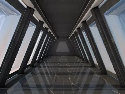 Sci Fi Tunnel Low-poly 3D model 10