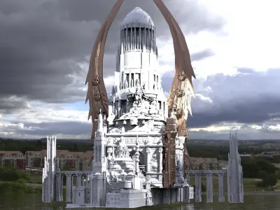 Emperors Baroque ancients stone temple 5 3D model