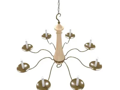 1960s Italian Six Light Petal Chandelier 3D model